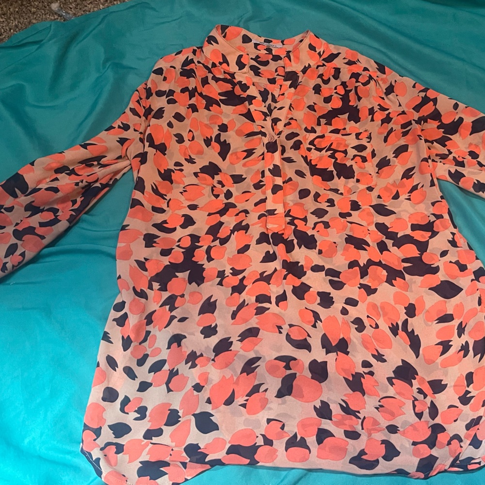 Peach Blue Printed Top
